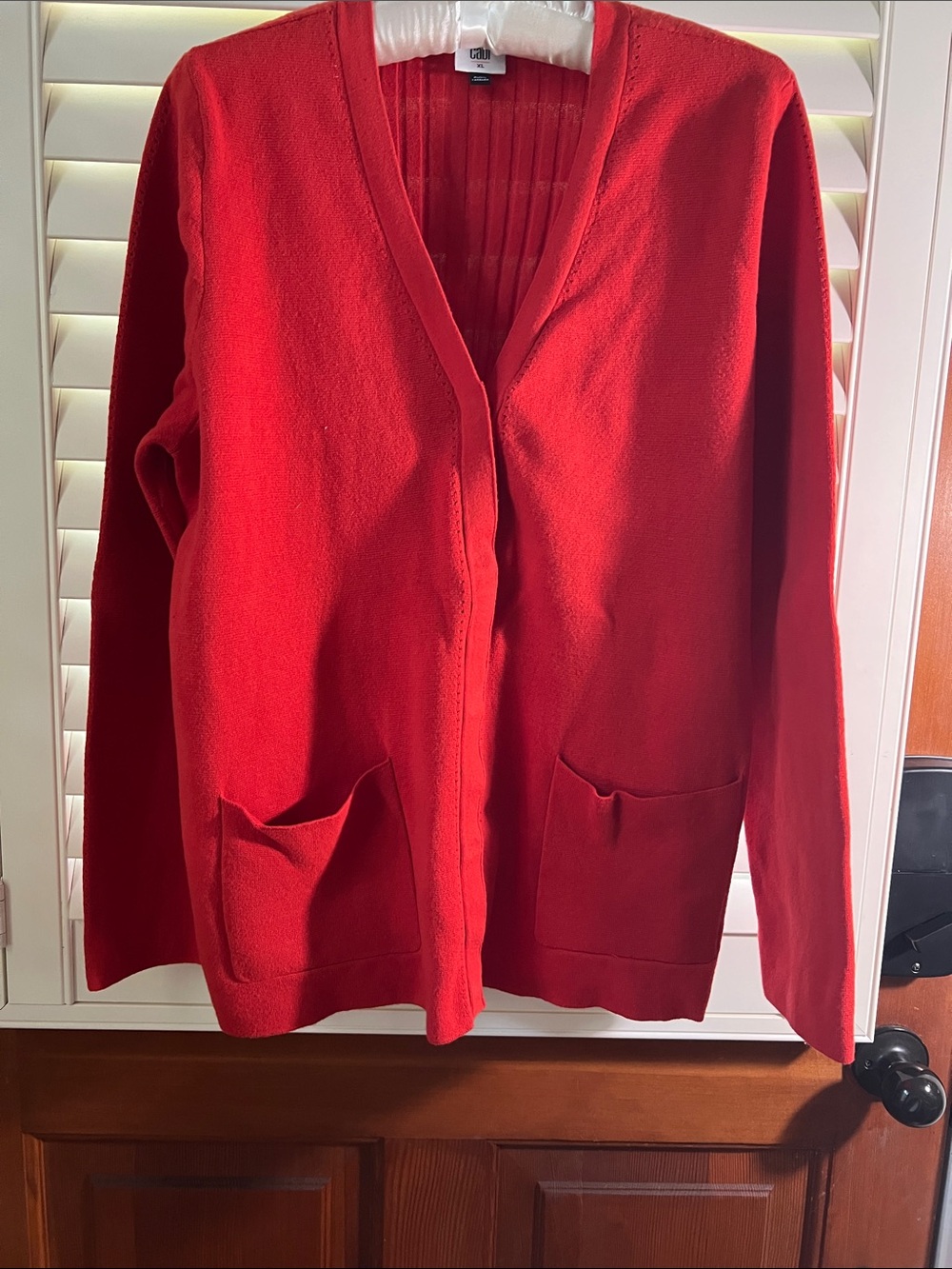 CAbi PASSAGE cardigan - Red snap front Women’s Cardigan Sweater